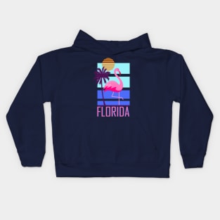 Florida Flamingo Retro Kids Hoodie